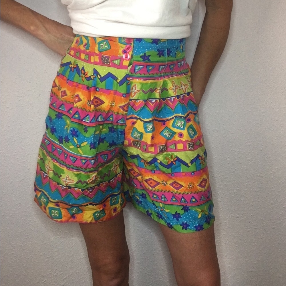 🍭VTG OSCAR DE LA RENTA silt abstract print shorts
